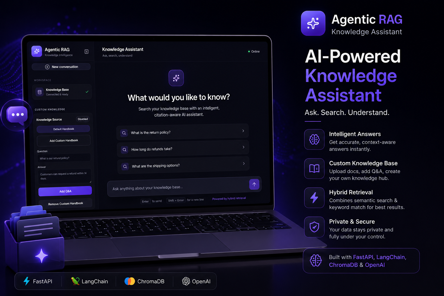 Agentic RAG knowledge assistant interface
